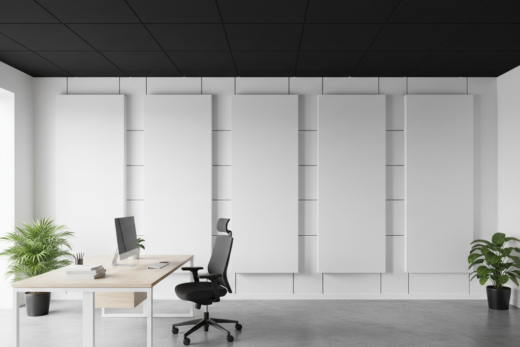 Paneles Blancos en Paredes y Negros en Techo