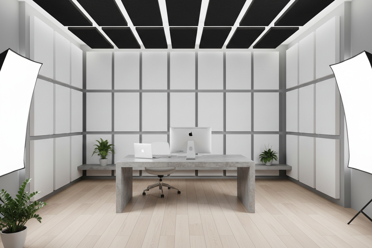 Paneles Blancos en Paredes y Negros Separados en Techo