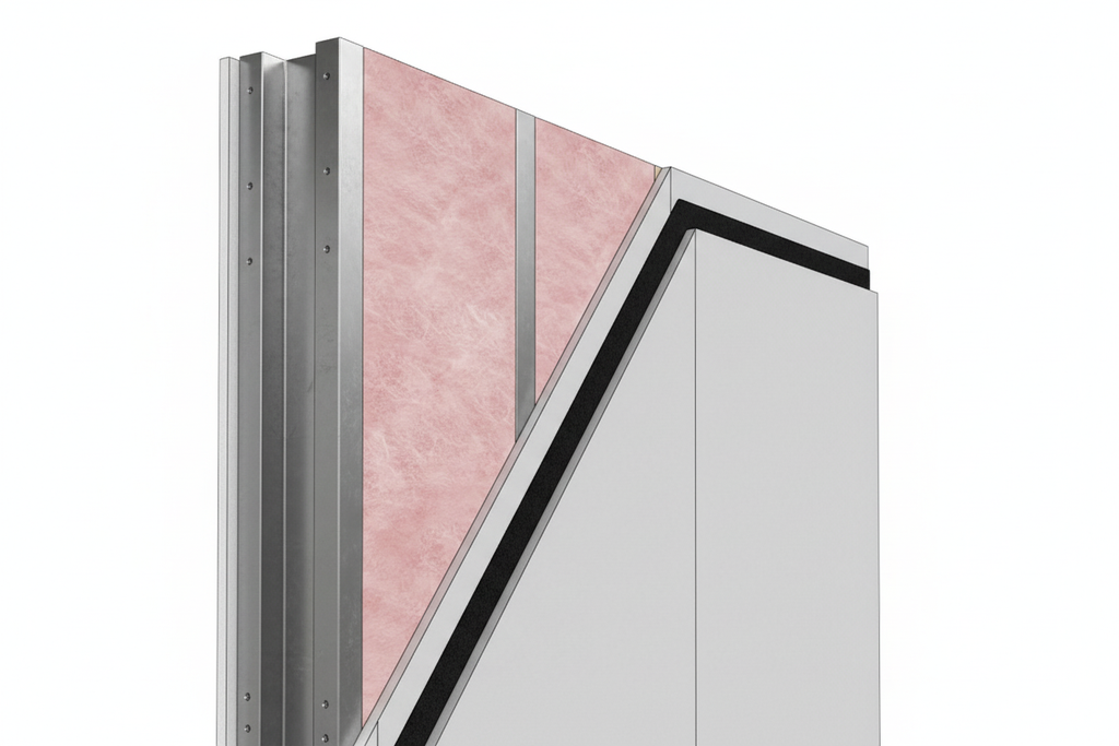 Pared Realista con Perfiles Metálicos y MLV